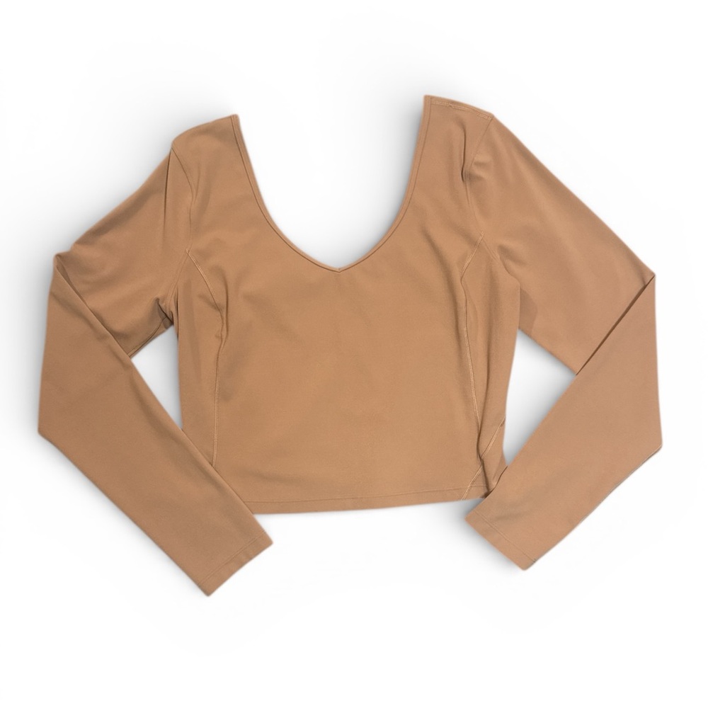 Lululemon Align Long‎ Sleeve Cropped Top Nulu Tan Neutral Yoga Athleisure